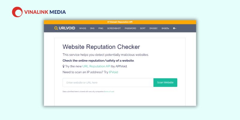 Công cụ kiểm tra độ tin cậy của trang web URL Void